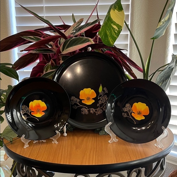 Couroc Other - Couroc Vintage 1960’s Poppy Flower Decorative Plate Set of 3